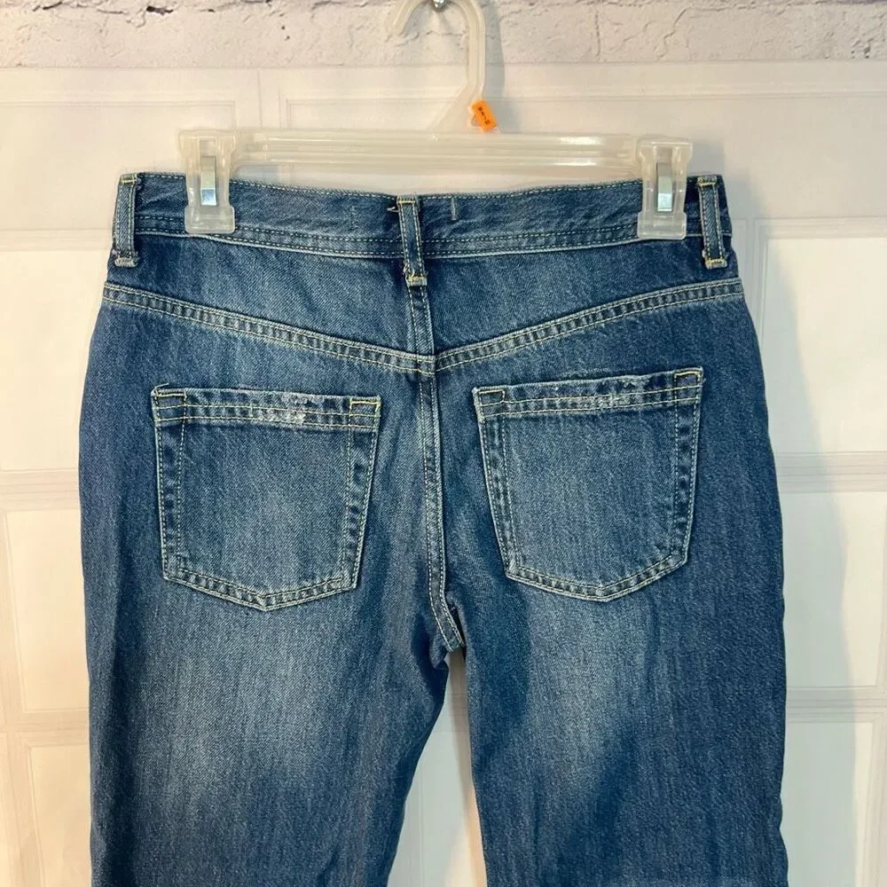 FREE PEOPLE STRAIGHT UP BAGGY MEDIUM WASH HIGH RISE JEANS size 25